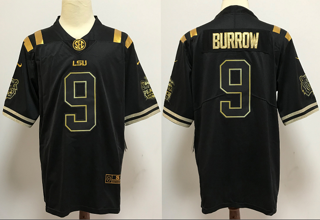 Men LSU Tigers #9 Burrow black NCAA Jersey->ncaa teams->NCAA Jersey